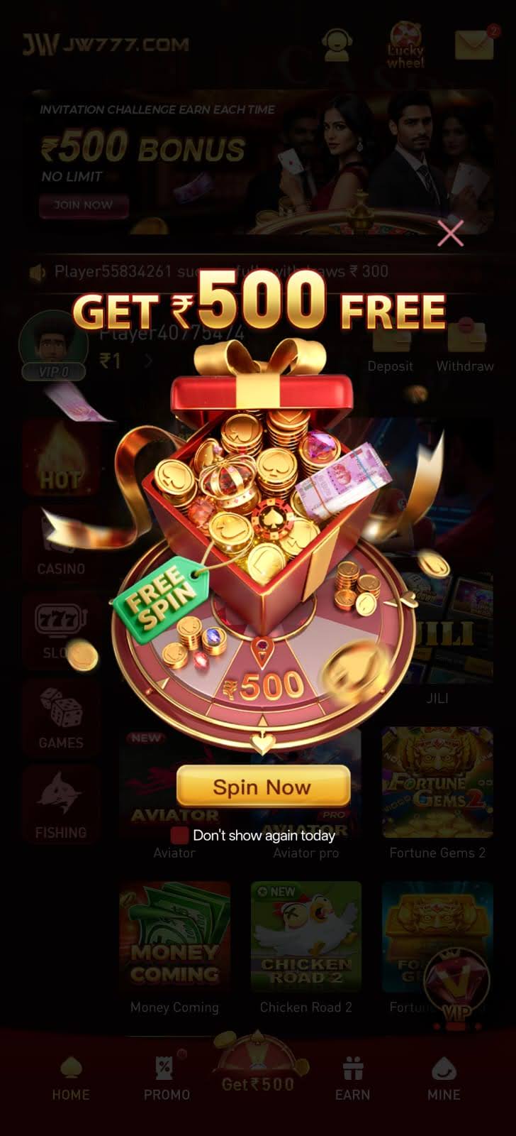 Jw777 Game App banner